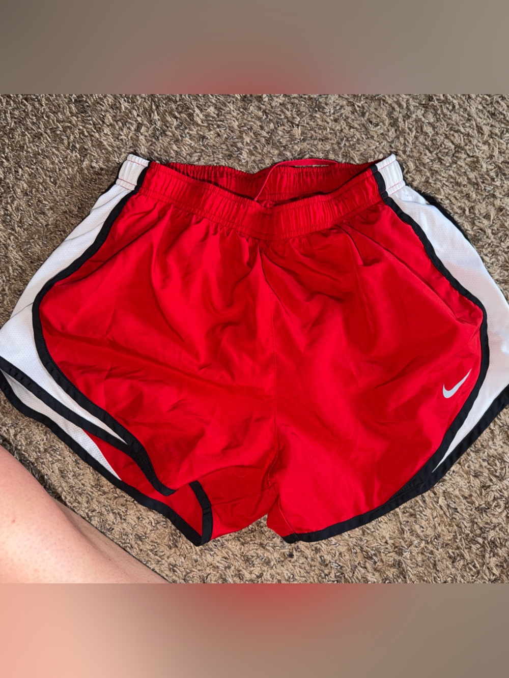 Nike Red Women’s Athletic Shorts with White & Black Trim